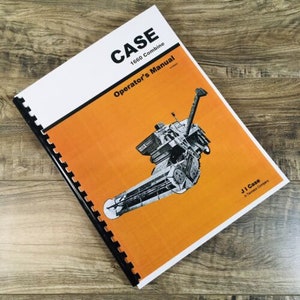 May include: A vintage Case 1660 Combine Operator's Manual featuring a black and white illustration of the combine on a bright orange background. The manual is bound with a black coil.