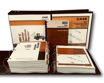 Case 580K Backhoe Loader Tractor Phase 1 Service Parts Operators Manual Shop Set