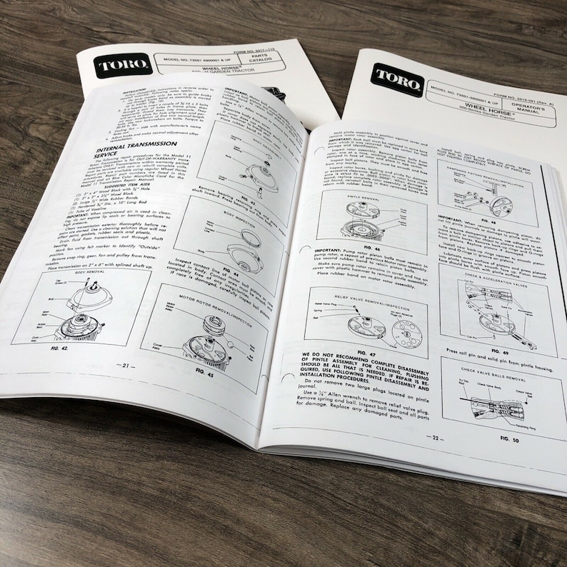 Toro Wheel Horse 520H Garden Tractor Service Parts Operators Manual Set