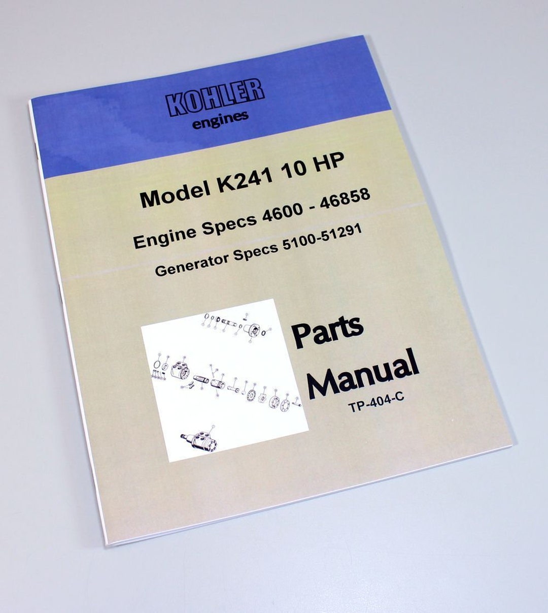 Kohler K241 10hp Engine Generator Parts Catalog Manual #tp-404-c - Etsy