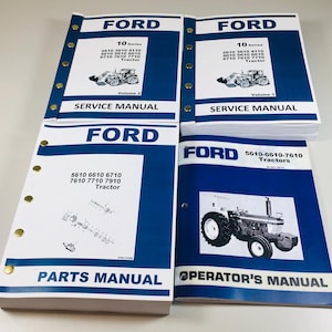 Ford Tractor 5610 6610 7610 Service Parts Operators Manual Factory Shop Book Set