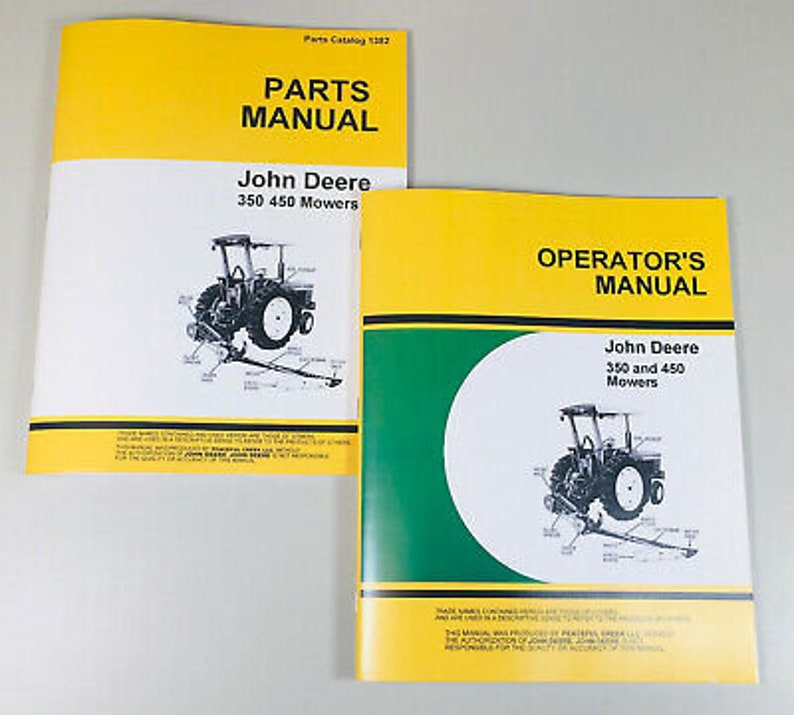 Operators Parts Manuals For John Deere 350 450 Sickle Bar Mower Owner Catalog image 1