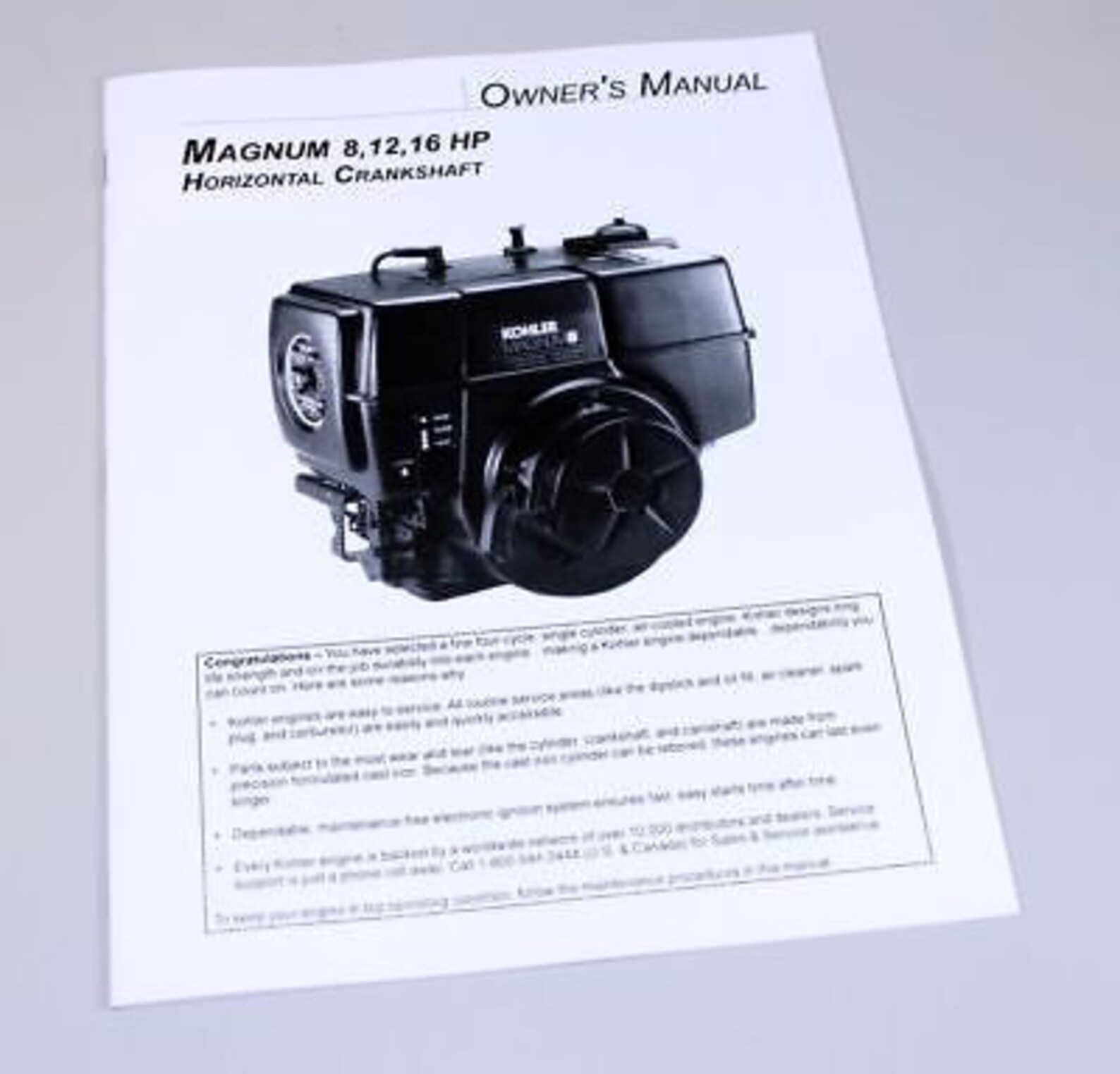 Kohler Magnum 8 12 16 Hp Horizontal Crankshaft Engine Owners Operators