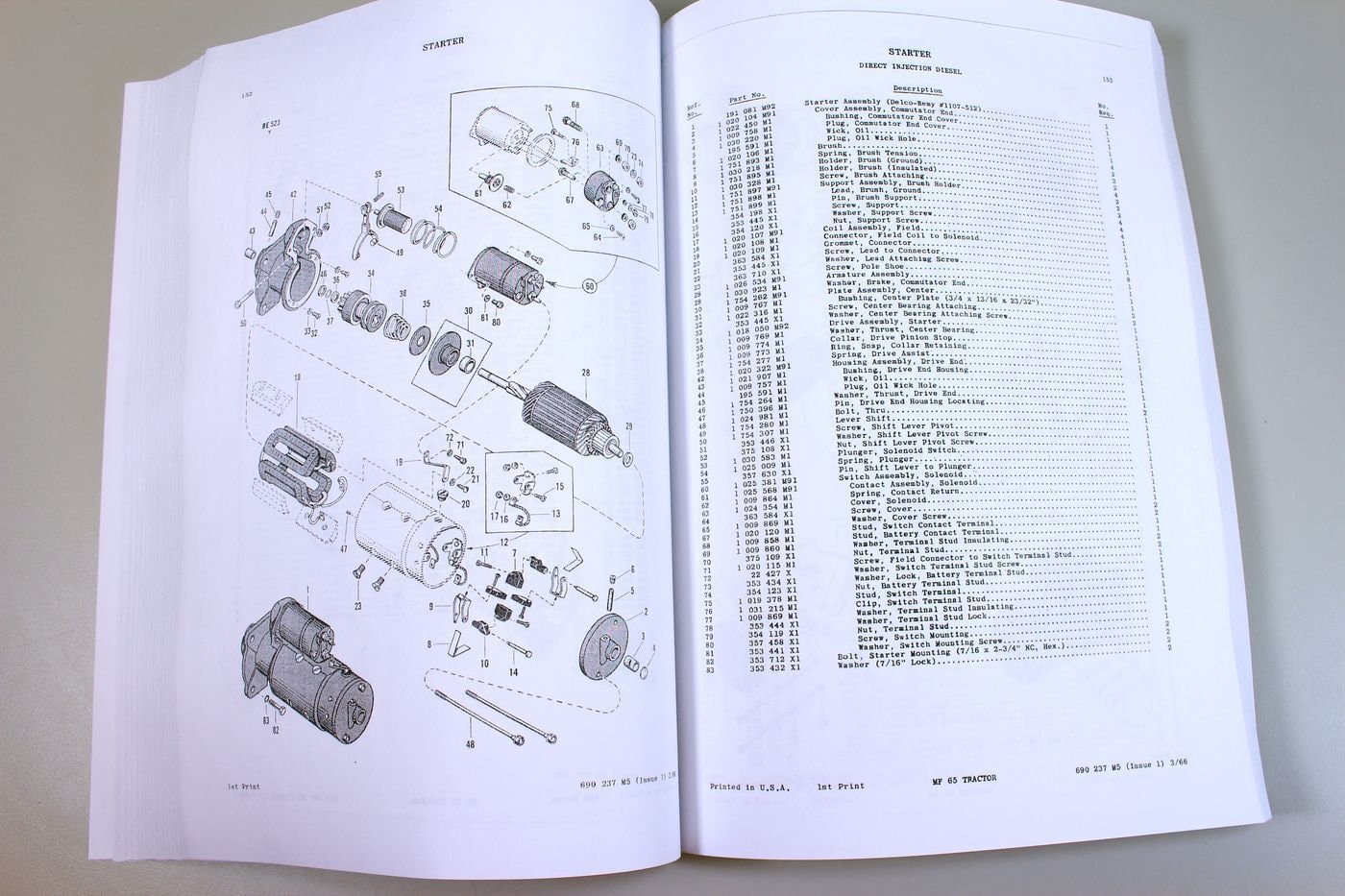 Massey Ferguson Mf 65 Tractor Parts Catalog Manual Book Exploded View
