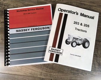 Set Massey Ferguson 203 Mf203 Tractor Service Manual Operator Repair Shop Books