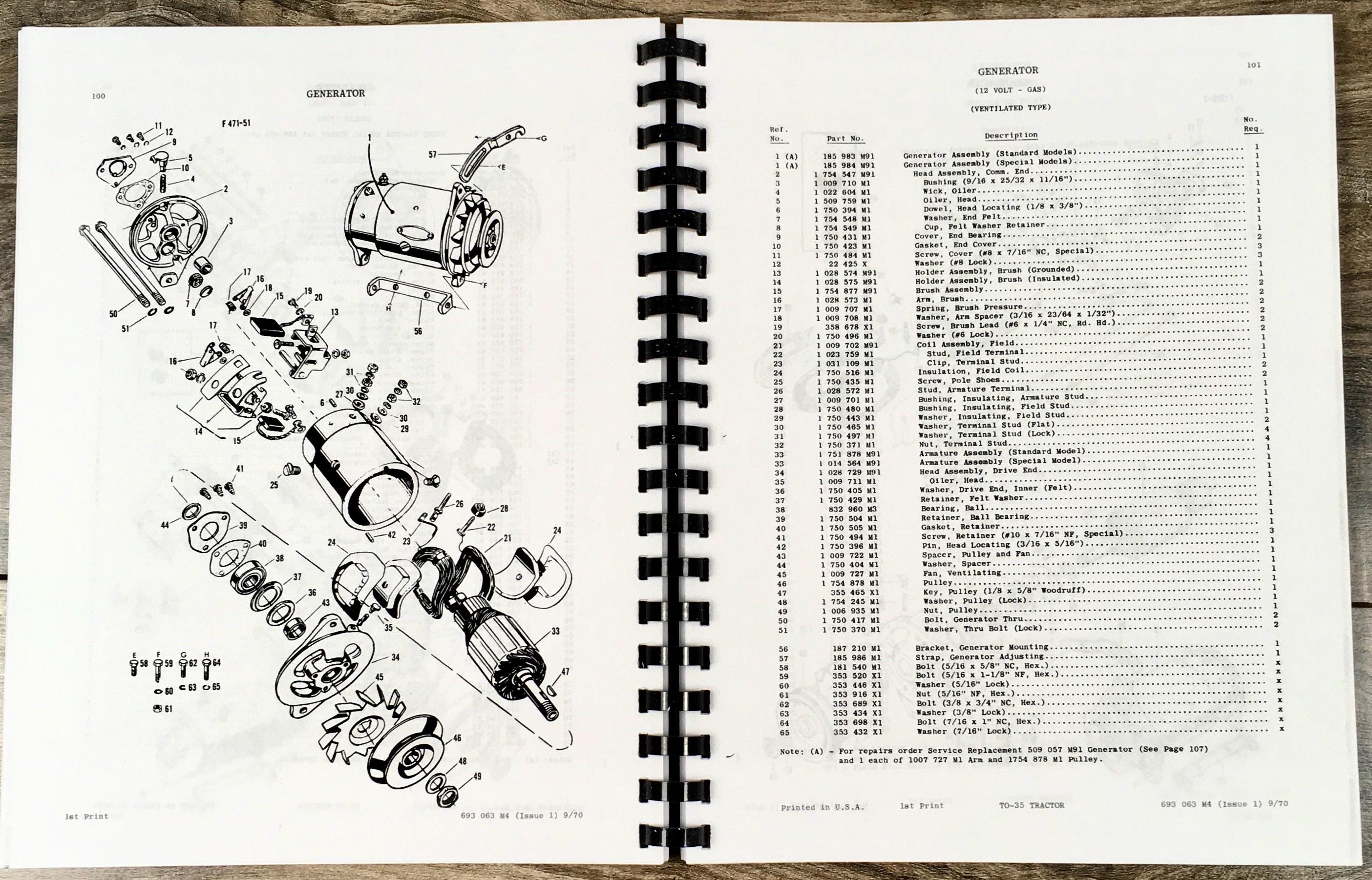Massey Ferguson To-35 Tractor Parts Catalog Manual Book Exploded View ...