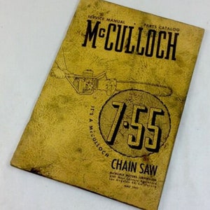 Mcculloch 7-55 Chain Saw Service Repair Shop Manual Parts Catalog List 2 Stroke