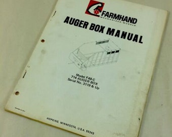 Farmhand 714 Auger Box F48-C Operators Owners Manual Grain Parts List Catalog