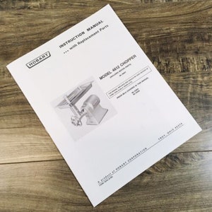 Hobart 4612 Chopper Owner Operators Instruction Parts Manual Catalog Book