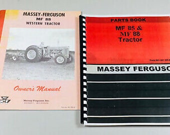 Massey Ferguson Mf 88 Tractor Operators Manual Parts Catalog