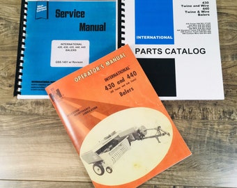 International 430 440 Baler Service Parts Operators Manual Repair Shop Set Book