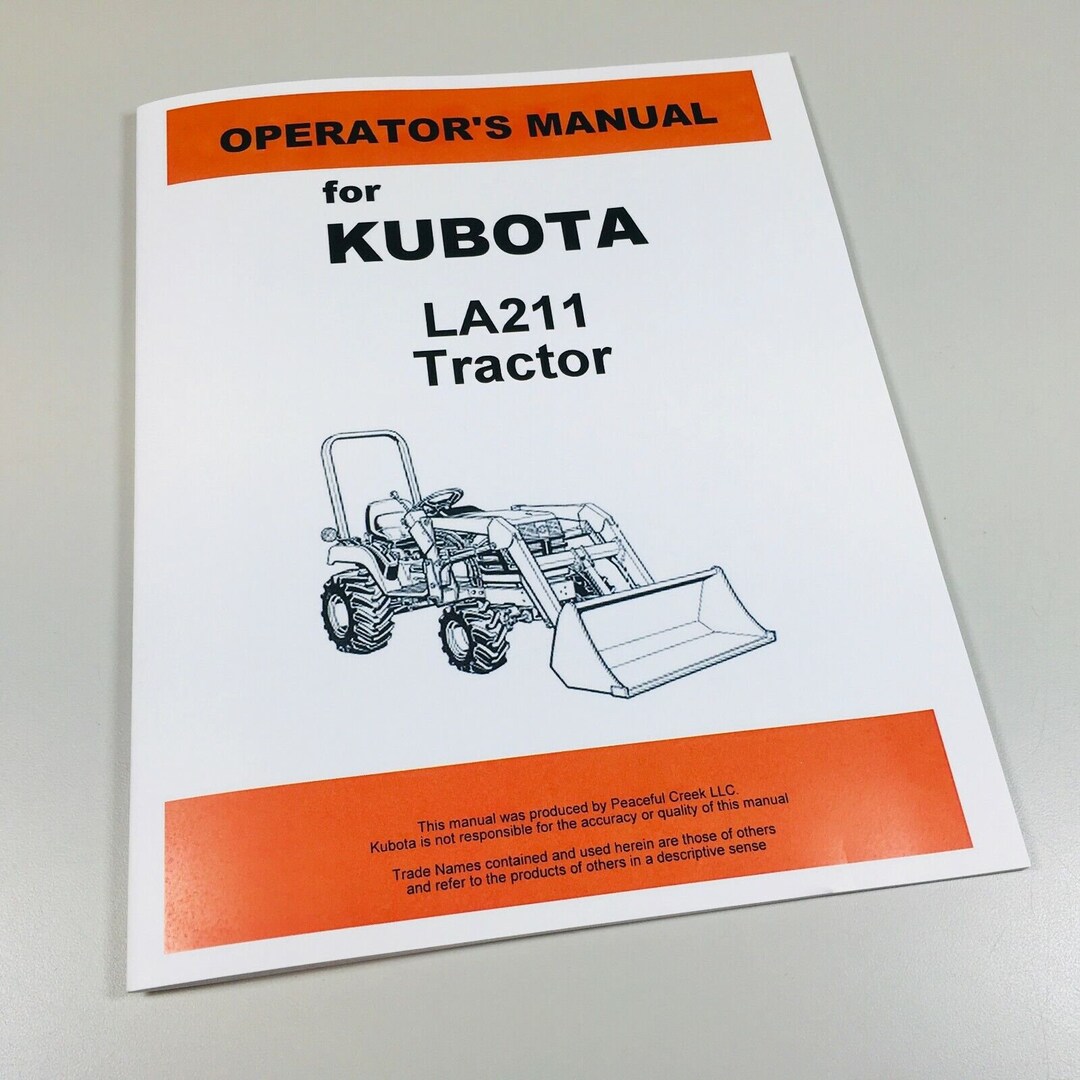 Kubota La211 Front End Loader Operators Maintenance Manual Book Etsy