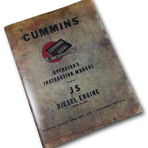 Cummins Js Diesel Engine Operators Instruction Owners Manual Guide Book Js-600