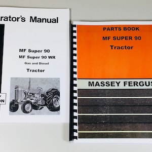 Massey Ferguson Mf Super 90 Tractor Parts Catalog Operators Manual Set
