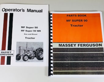 Massey Ferguson Mf Super 90 Tractor Parts Catalog Operators Manual Set