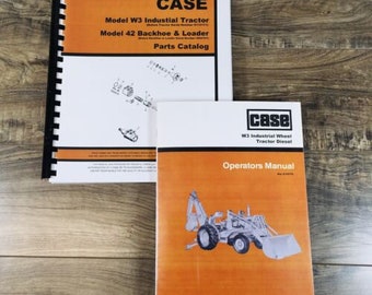Case W3 Industrial Wheel Diesel Tractor Parts Catalog Operators Manual Set