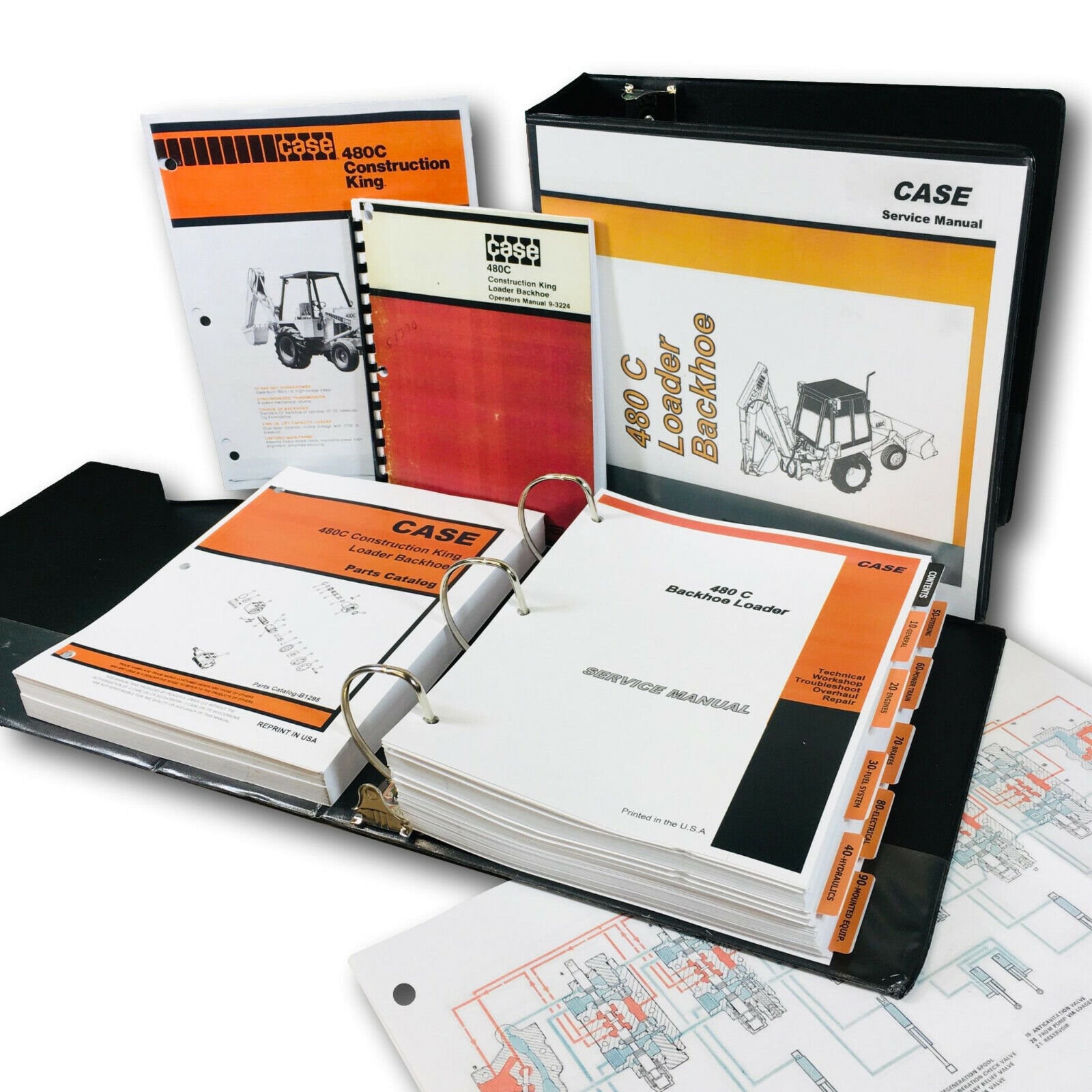 Case 480c Tractor Loader Backhoe Service Parts Operators Manual Shop Book Set