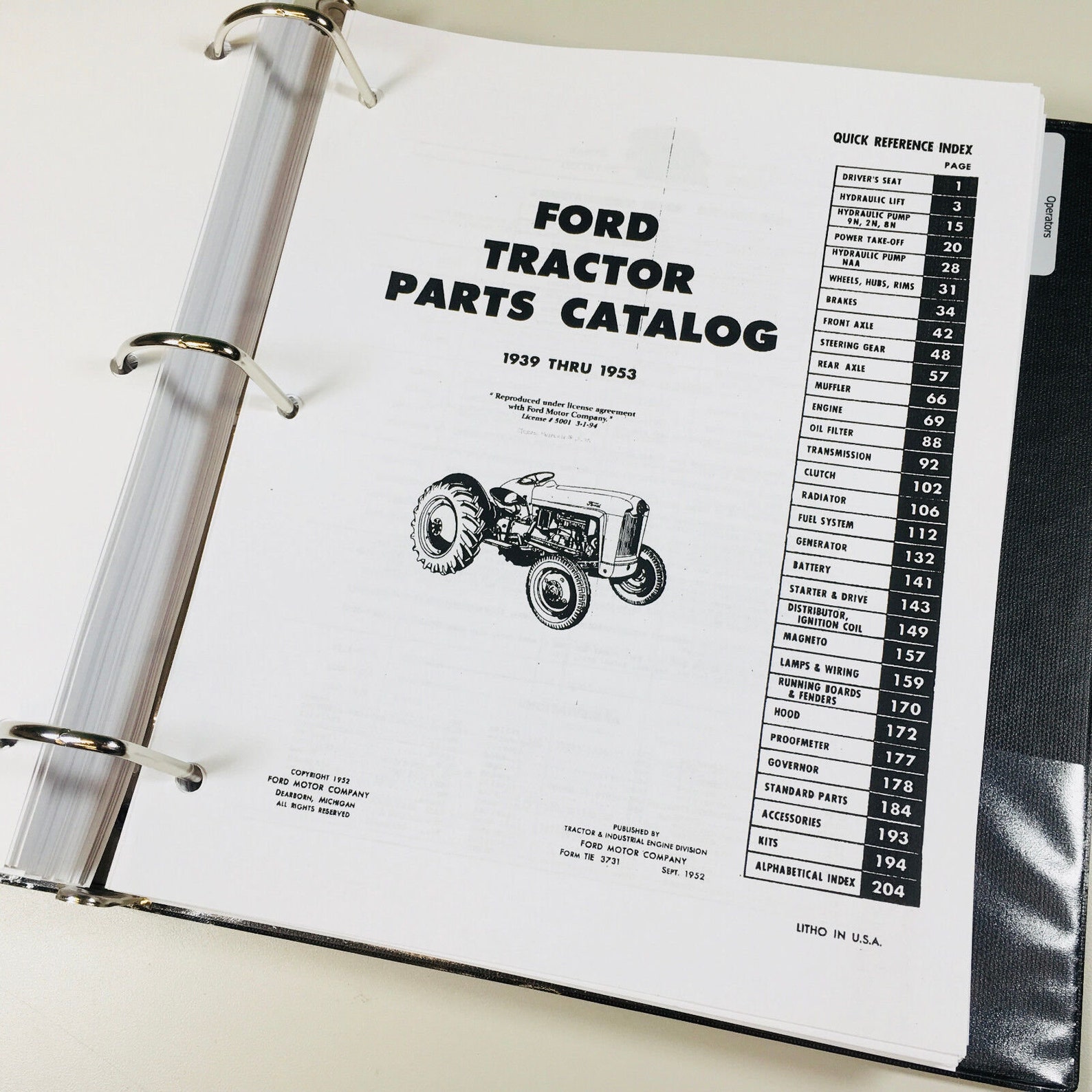 Ford 8N Tractor Master Service Repair Manual Parts Catalog Operators