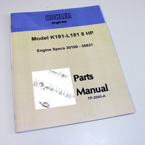 Kohler K181 L181 8Hp Engine Parts Catalog Manual Exploded Views Numbers