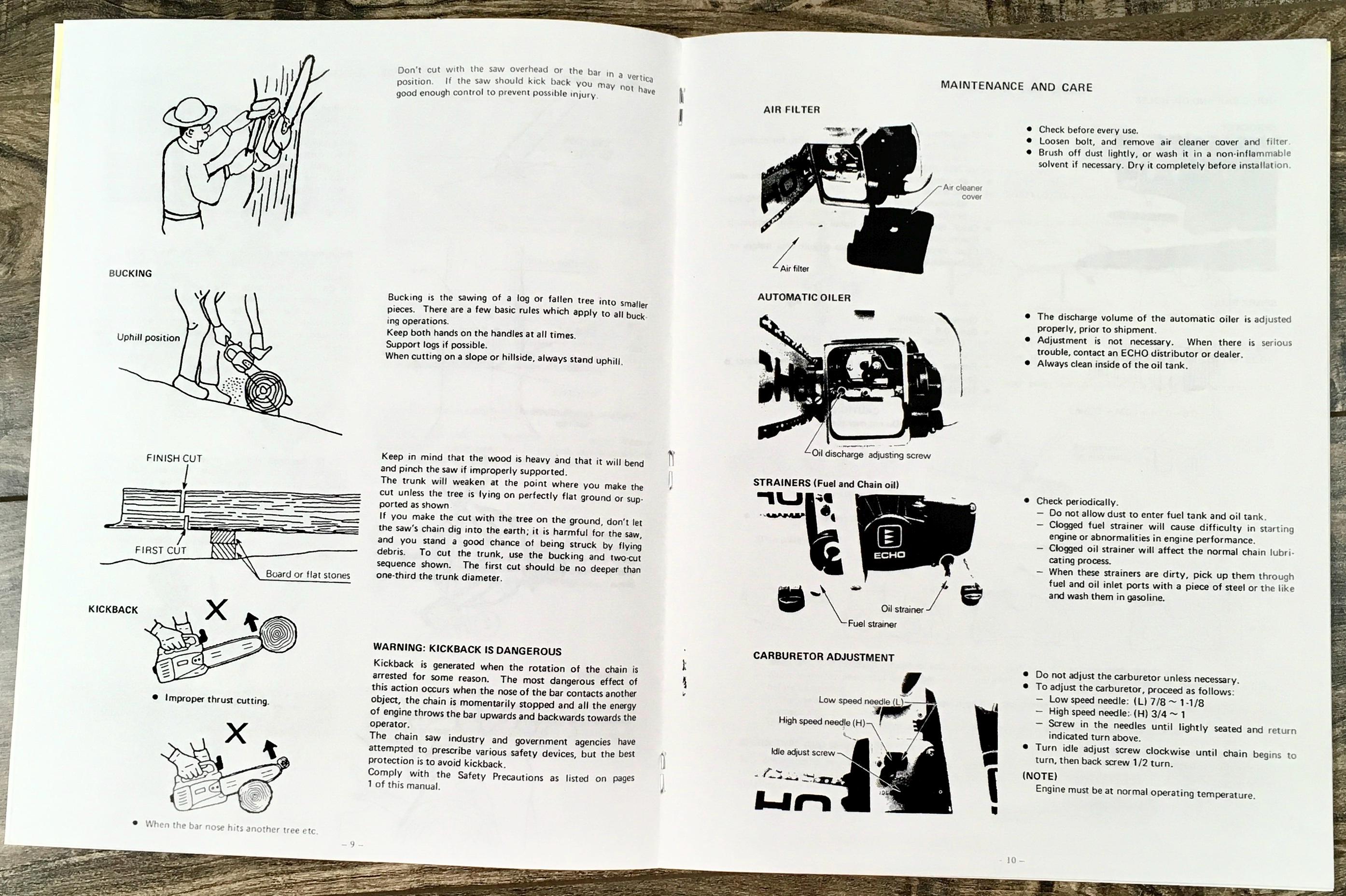 Echo Cs-280e Cs-280ep Chainsaw Operators Owners Manual Chain Saw