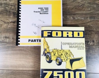 Ford 7500 Tractor Loader Backhoe Parts Operators Manual Owners Set Catalog Book