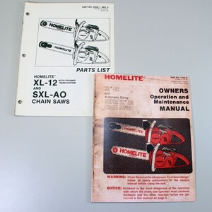 Set Homelite Xl12 Chainsaw Owners Operator Parts Manual Maintenance Catalog List
