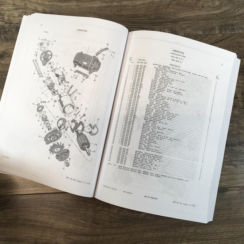 Massey Ferguson Mf 65 Tractor Parts Catalog Manual Book Exploded View ...