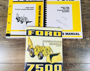 Ford 7500 Tractor Loader Backhoe Service Parts Operators Manual Owners Set Shop