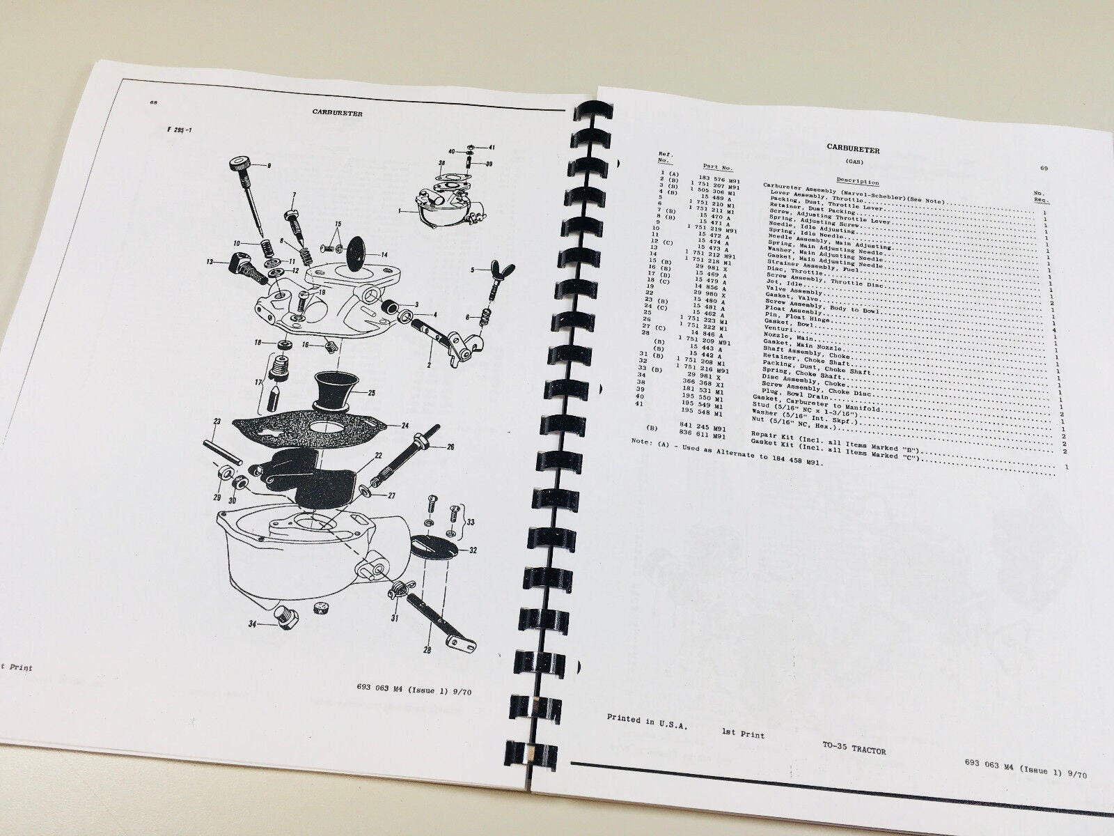Massey Ferguson To-35 Tractor Parts Catalog Manual Book Exploded View ...
