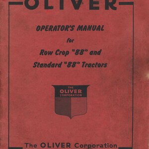 Oliver 88 Tractor Owners Operators Manual Standard & Row Crop Adjustments