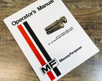 Massey Ferguson 33 Grain Drill & 33 Fertilizer Drill Operators Service Manual