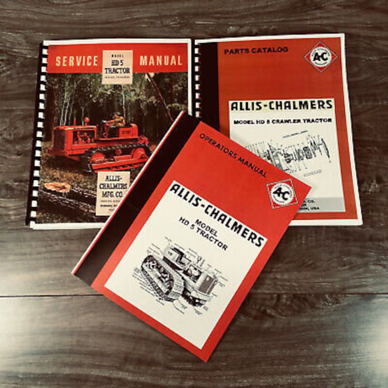 Set Allis Chalmers Hd 5 Crawler Tractor Service Parts Operators Manual
