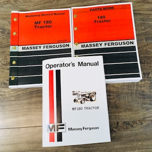 Set Massey Ferguson Mf 180 Tractor Service Repair Owners Operators Parts Manuals