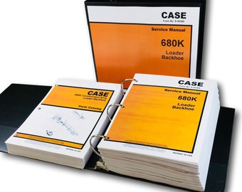 Case 680K Tracteur Chargeuse Rétrocaveuse Service Manuel Pièces Catalogue Shop Book Set
