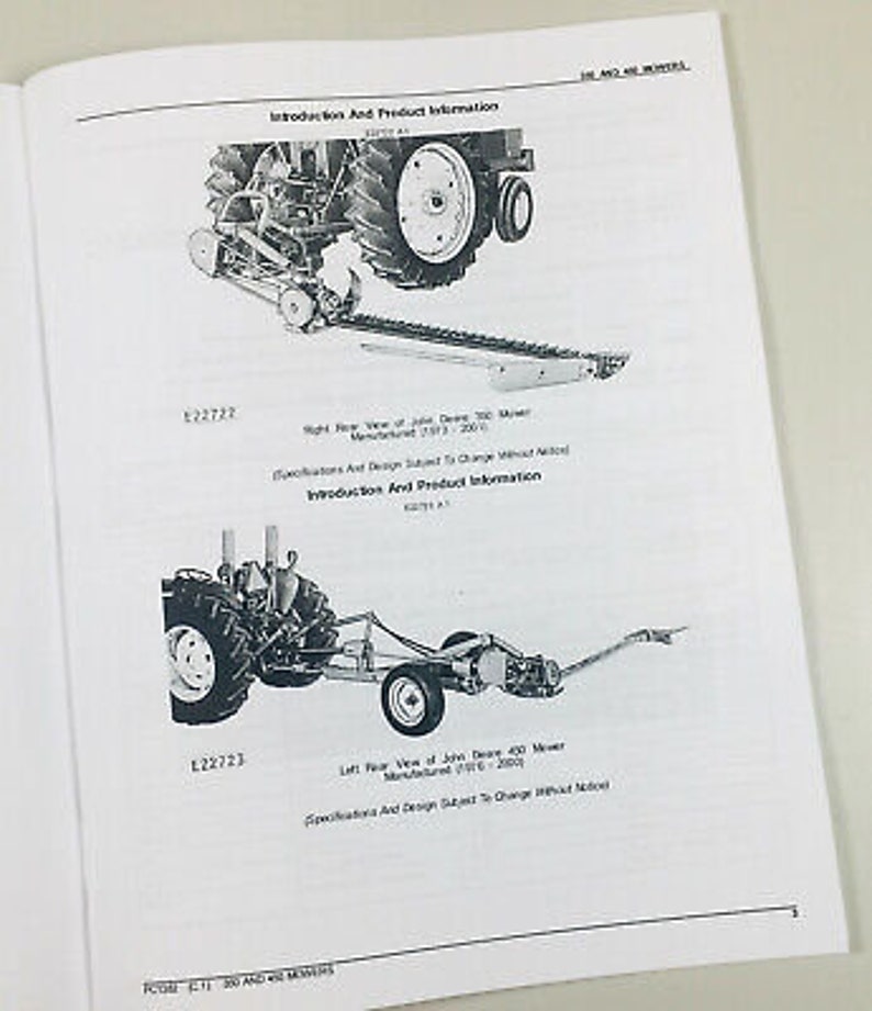 Operators Parts Manuals For John Deere 350 450 Sickle Bar Mower Owner Catalog image 3