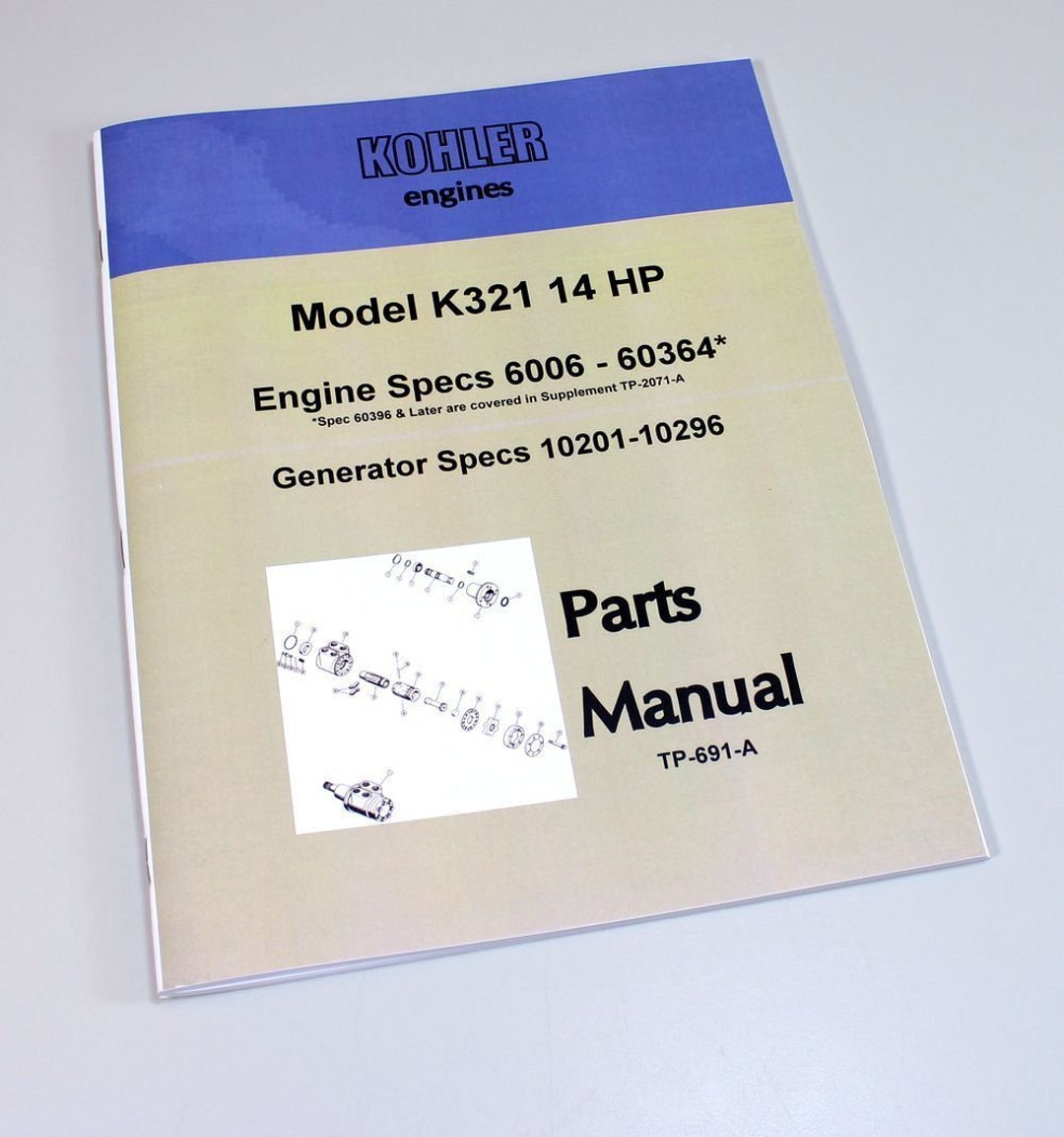 Kohler K321 14hp Engine Specs 6006-60364 Parts Catalog Manual #tp