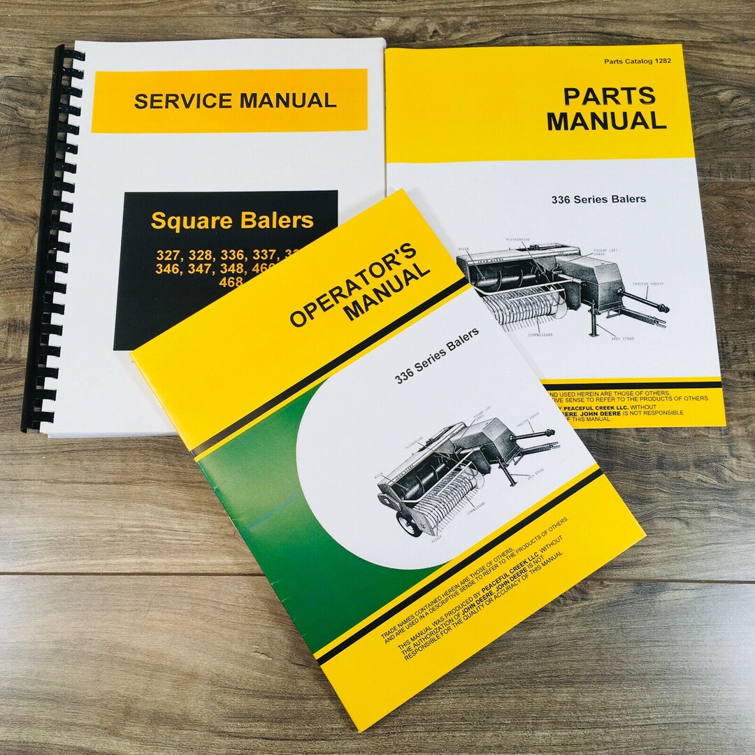 Service Parts Operators Manual Set for John Deere 336 Baler Owners