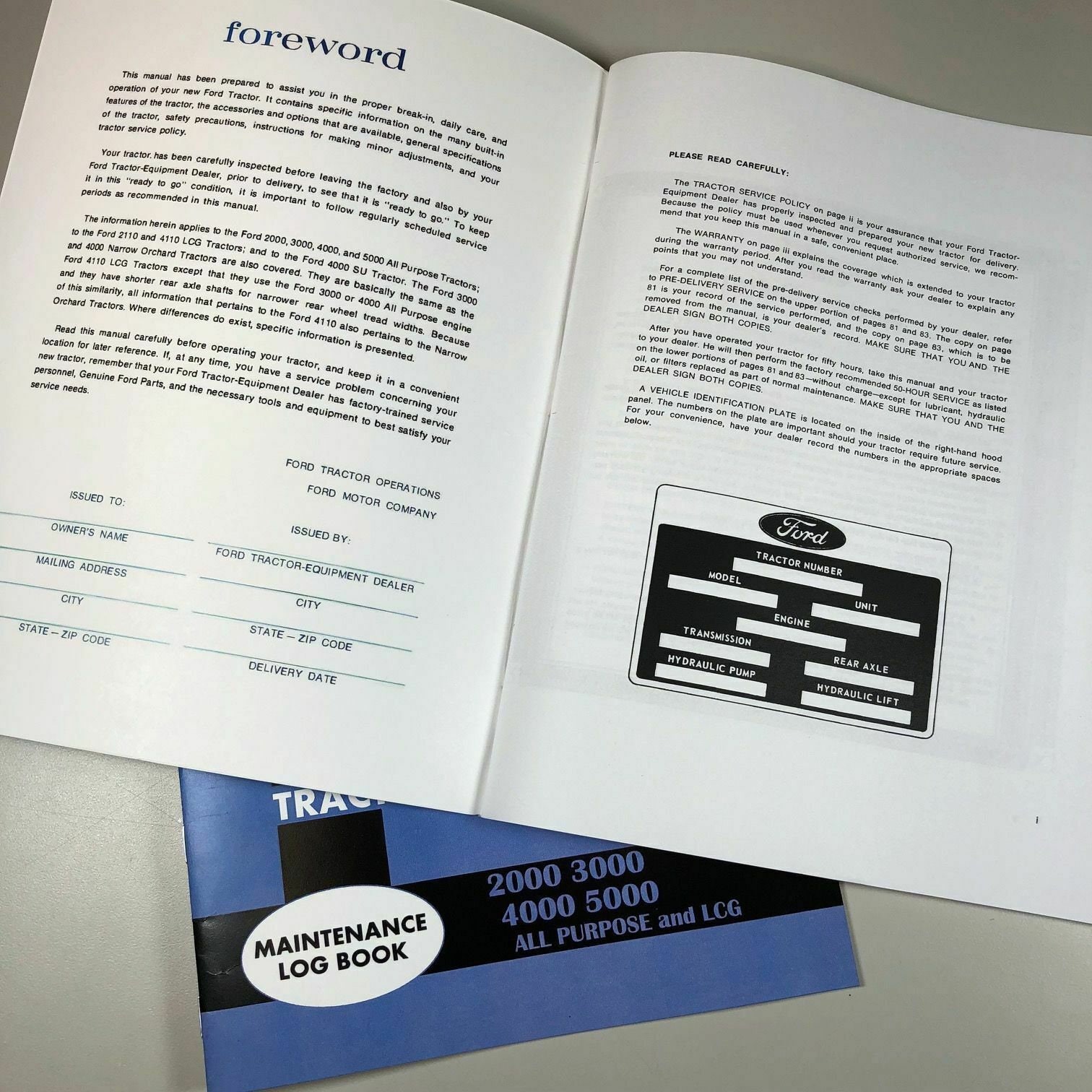 Operators Owners Manual for Ford 2000 3000 4000 5000 Tractors | Etsy