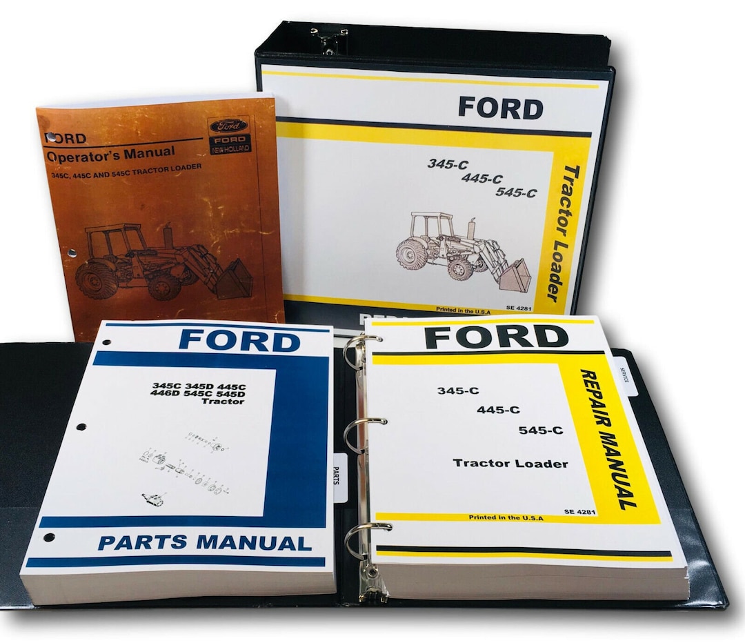 Ford 345C 445C 545C Tractor Loader Service Parts Operators Manual Shop ...