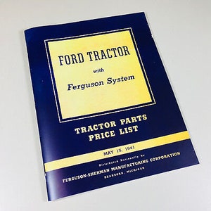 Ford 9N Tractor With Ferguson System Parts Catalog Manual Exploded Views Oem