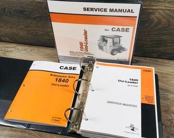 Ensemble de manuels d'atelier de schémas de réparation de service pour chargeuse compacte Case 1840 Uni-Loader