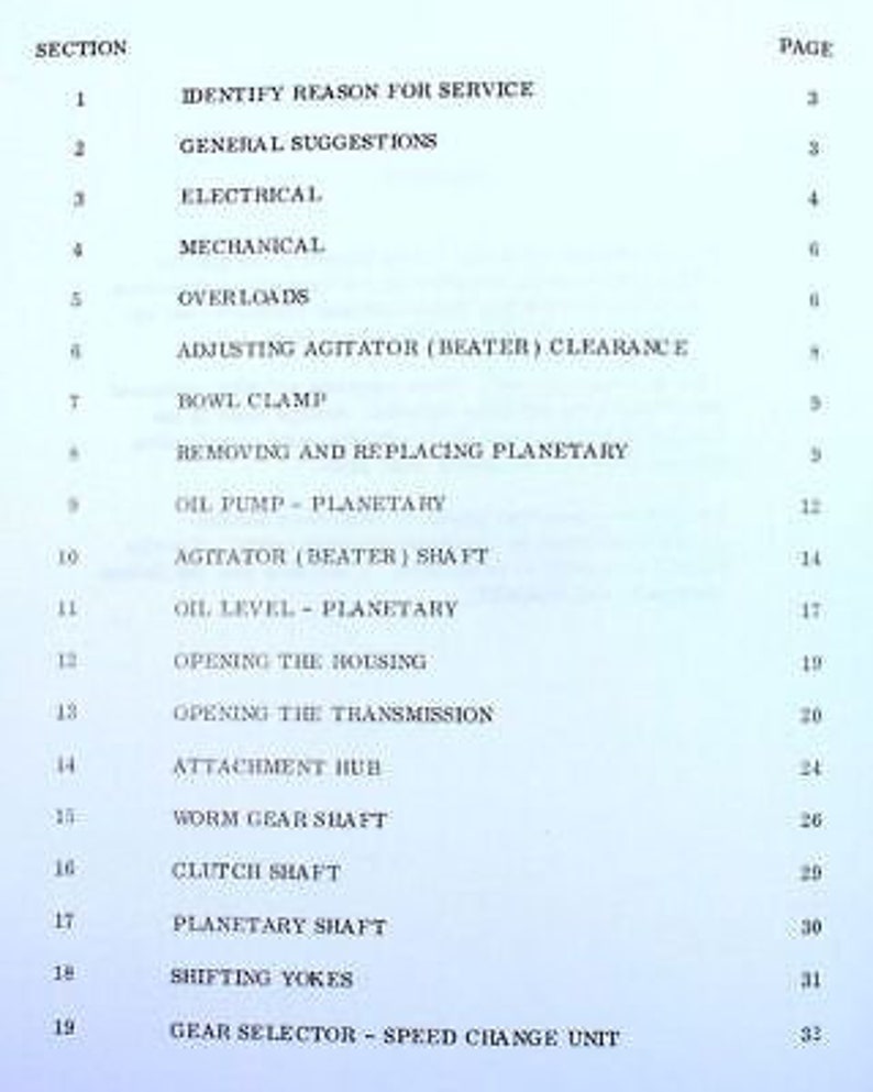 Hobart H600 L800 Mixer Shop Manual Technical Service Repair Book Etsy