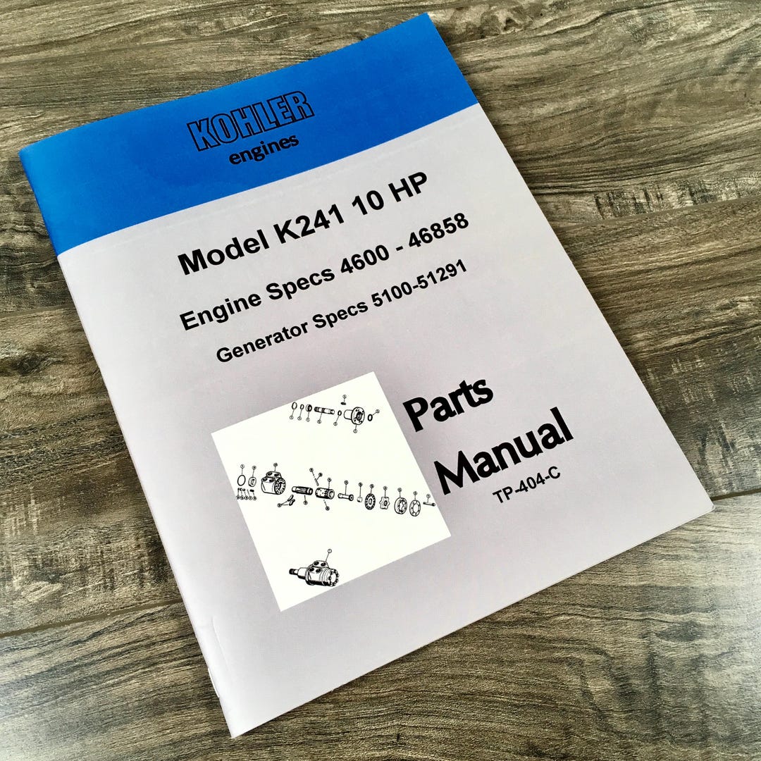Kohler K241 10hp Engine Generator Parts Catalog Manual #tp-404-c - Etsy