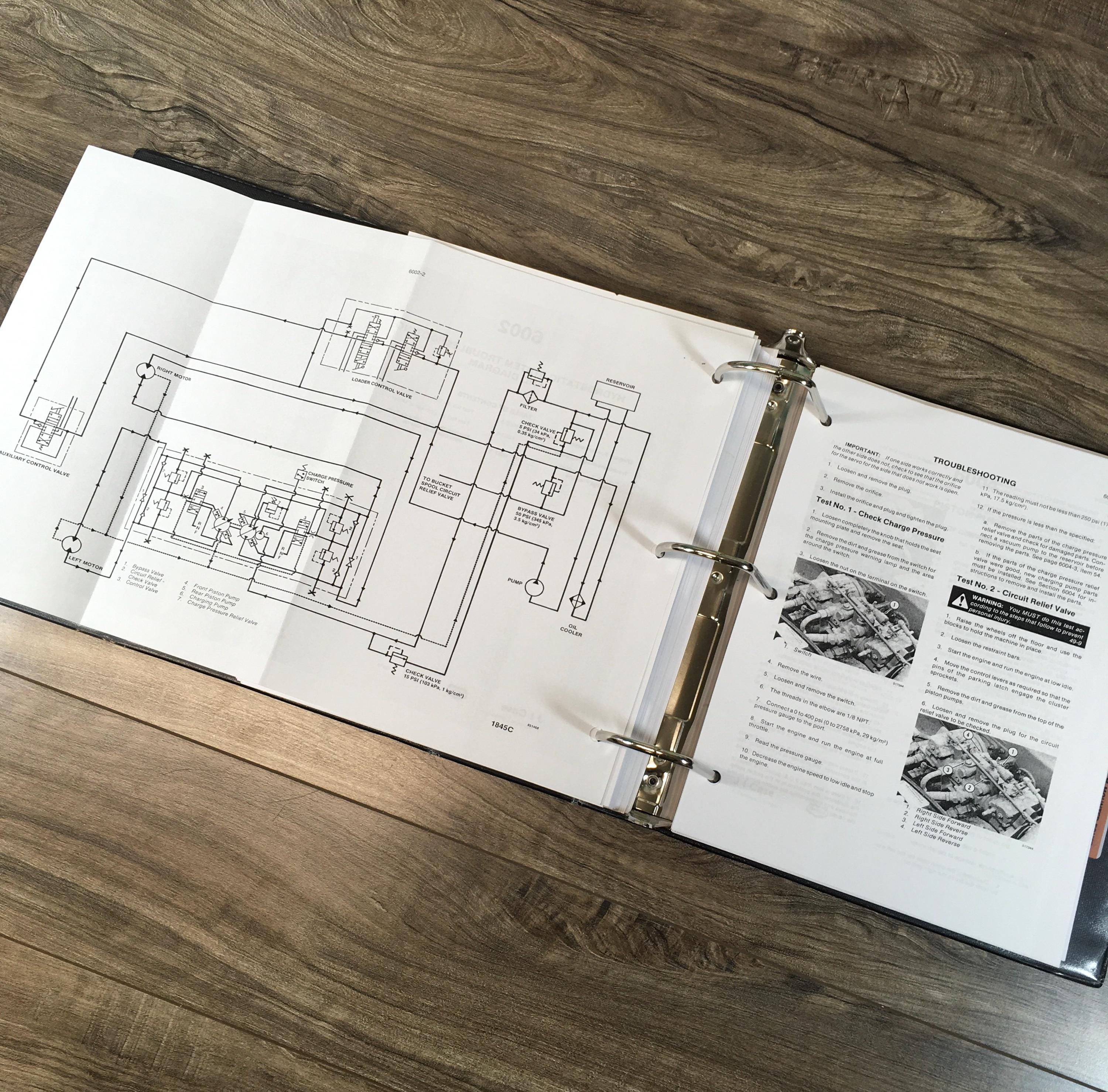 Case 1845C Uni Loader Skid Steer Service Manual Parts Catalog Repair