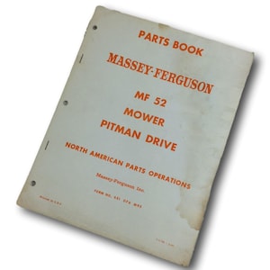 Massey Ferguson Mf 52 Mower Bar Sickle Pitman Drive Parts Book Manual Part List