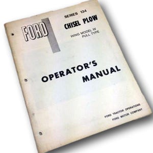 Ford Series 134 Chisel Plow Wing Model W Pull Type Operators Owners Manual
