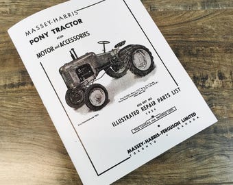 Massey Harris Pony Tractor Parts Catalog Repair List Manual Motor Accessories