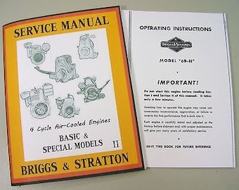 Briggs Stratton 6B-H 6Bh Engine Service Repair Owner Operator Operating Part Manual