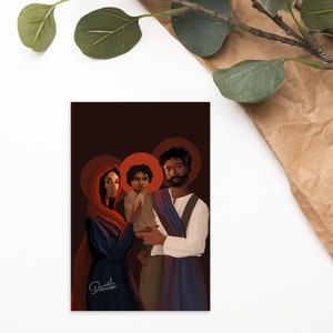 Heilige Familie illustrierte Postkarte