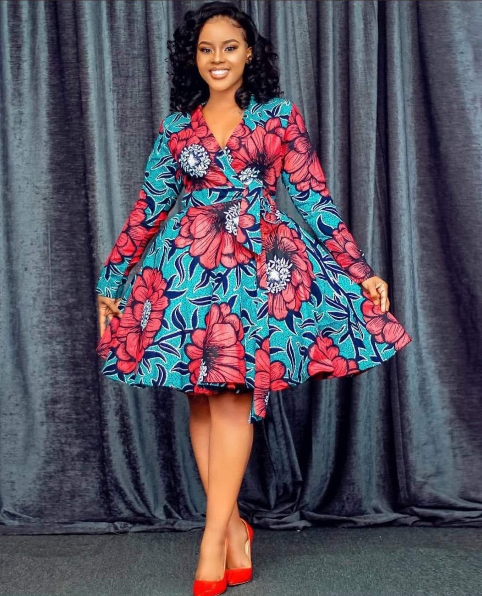 Iremide Midi Dress Ankara Gown African Lady Wedding Guest - Etsy